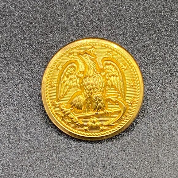 Navy Gold Tone Eagle with Anchor Waterbury Button Conn. Replacement Button (a6) - Picture 1 of 3